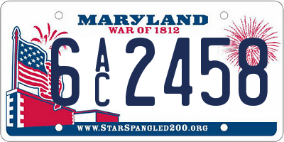 MD license plate 6AC2458