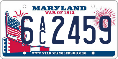 MD license plate 6AC2459