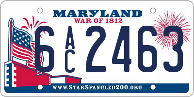 MD license plate 6AC2463