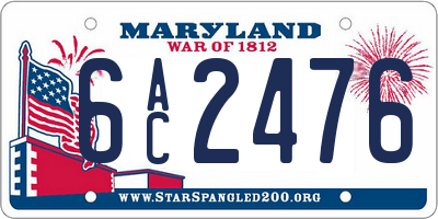 MD license plate 6AC2476