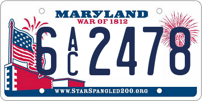 MD license plate 6AC2478