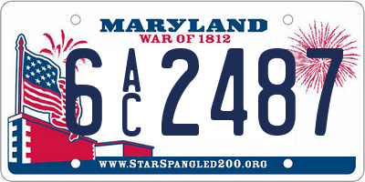 MD license plate 6AC2487