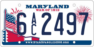 MD license plate 6AC2497
