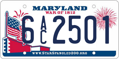MD license plate 6AC2501