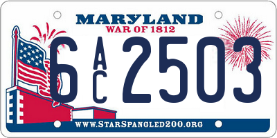 MD license plate 6AC2503