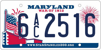 MD license plate 6AC2516