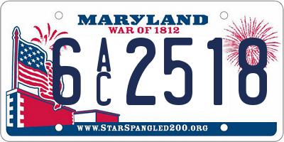 MD license plate 6AC2518
