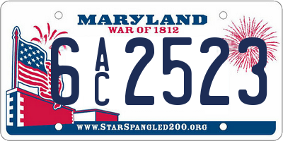 MD license plate 6AC2523