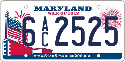 MD license plate 6AC2525