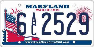 MD license plate 6AC2529