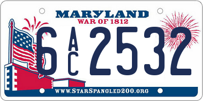 MD license plate 6AC2532