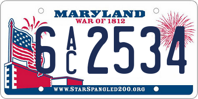 MD license plate 6AC2534