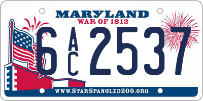 MD license plate 6AC2537