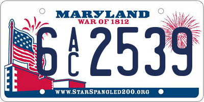 MD license plate 6AC2539