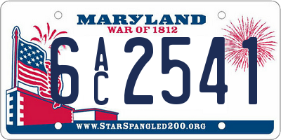 MD license plate 6AC2541