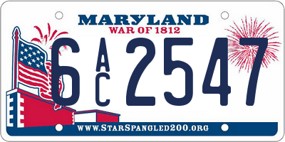 MD license plate 6AC2547