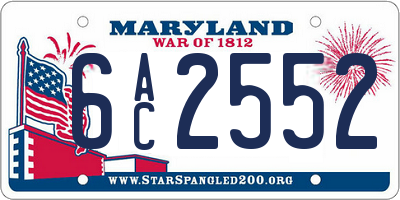 MD license plate 6AC2552