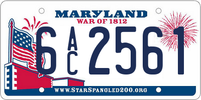 MD license plate 6AC2561