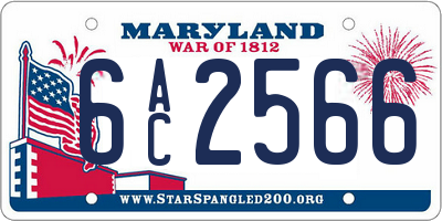 MD license plate 6AC2566
