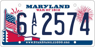MD license plate 6AC2574