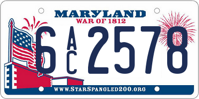 MD license plate 6AC2578