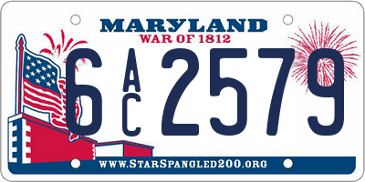 MD license plate 6AC2579