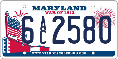MD license plate 6AC2580