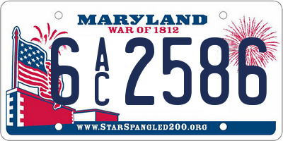 MD license plate 6AC2586