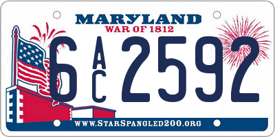 MD license plate 6AC2592