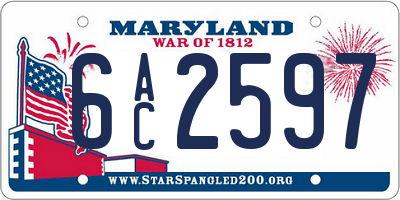 MD license plate 6AC2597