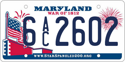 MD license plate 6AC2602