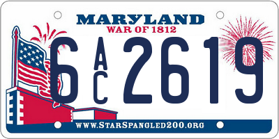 MD license plate 6AC2619