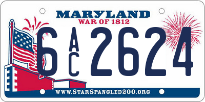 MD license plate 6AC2624