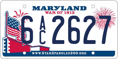 MD license plate 6AC2627