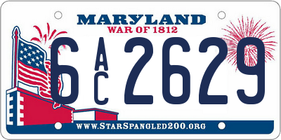MD license plate 6AC2629