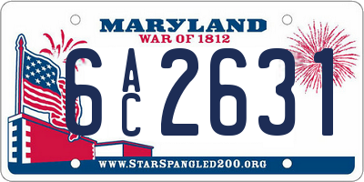 MD license plate 6AC2631