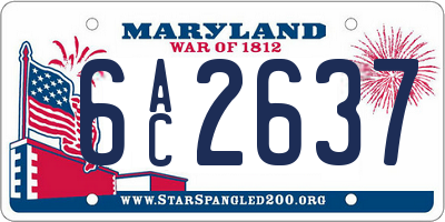 MD license plate 6AC2637