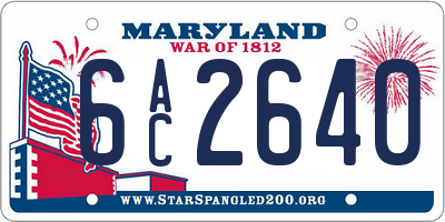 MD license plate 6AC2640