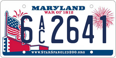 MD license plate 6AC2641