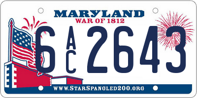 MD license plate 6AC2643