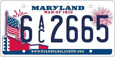 MD license plate 6AC2665