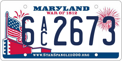 MD license plate 6AC2673