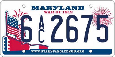 MD license plate 6AC2675
