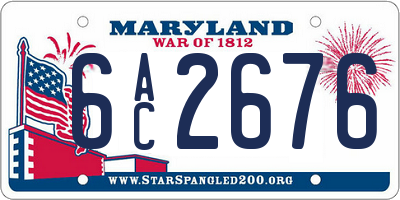 MD license plate 6AC2676
