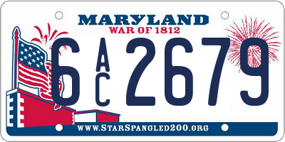 MD license plate 6AC2679