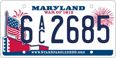 MD license plate 6AC2685