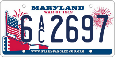MD license plate 6AC2697