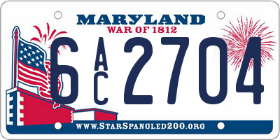 MD license plate 6AC2704