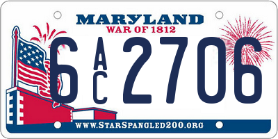MD license plate 6AC2706