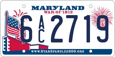 MD license plate 6AC2719